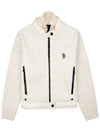 Logo Applique Panel Virgin Wool  Zip-Up Cardigan White - MONCLER - BALAAN 11