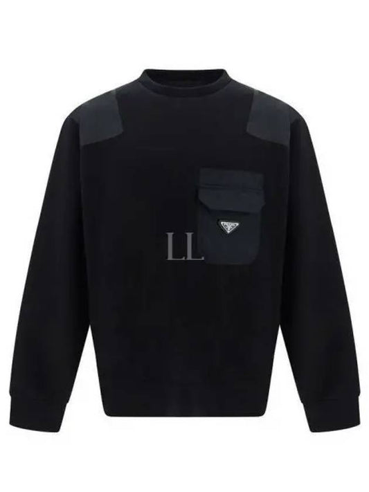 UJL35B S OOO 11JE F0806 Re nylon detail cotton sweatshirt - PRADA - BALAAN 1