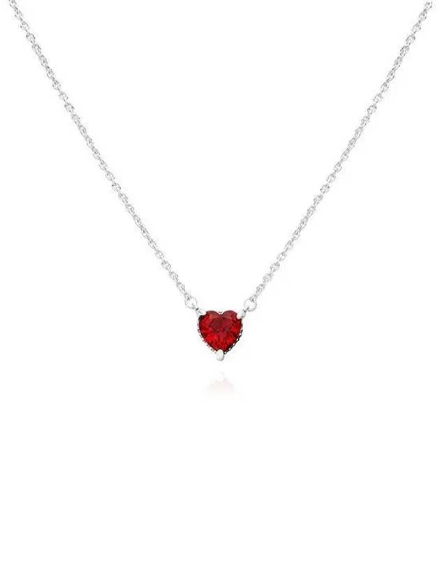 Sparkling Heart Halo Pendant Necklace Red Silver - PANDORA - BALAAN 2