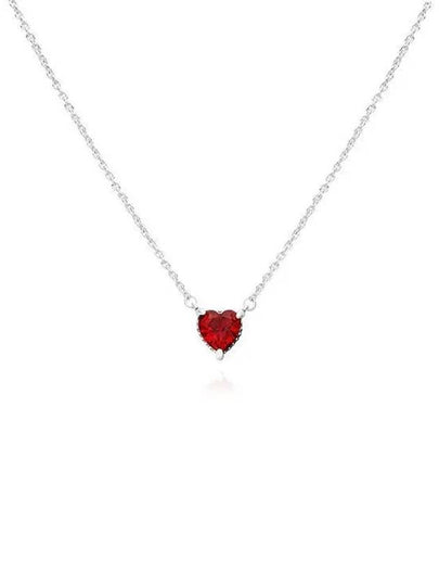 Sparkling Heart Halo Pendant Necklace Red Silver - PANDORA - BALAAN 2