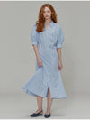 Open collar shirring detail shirt dress Blue - OPENING SUNSHINE - BALAAN 1