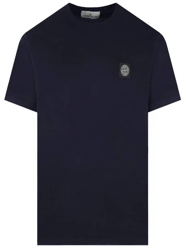Logo Patch Cotton Short Sleeve T-Shirt Navy - STONE ISLAND - BALAAN 1
