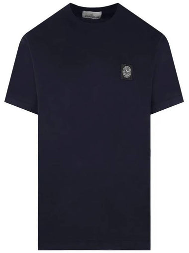 Logo Patch Cotton Short Sleeve T-Shirt Navy - STONE ISLAND - BALAAN 1