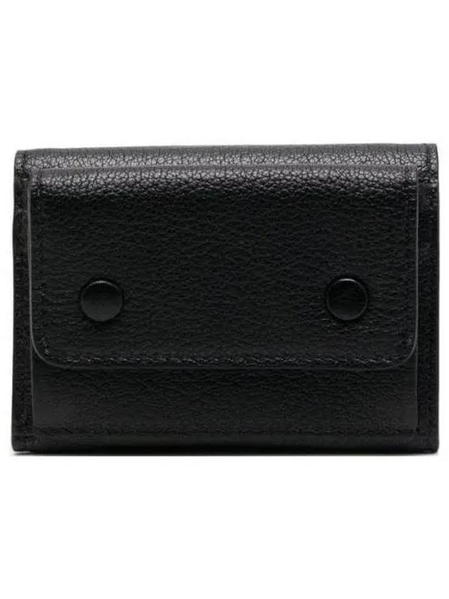 Snap Button Leather Half Wallet Black - MAISON MARGIELA - BALAAN 2