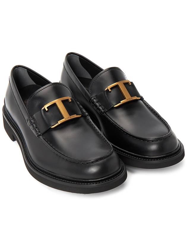 Men's Semi Shine Leather Loafers Black - TOD'S - BALAAN 4