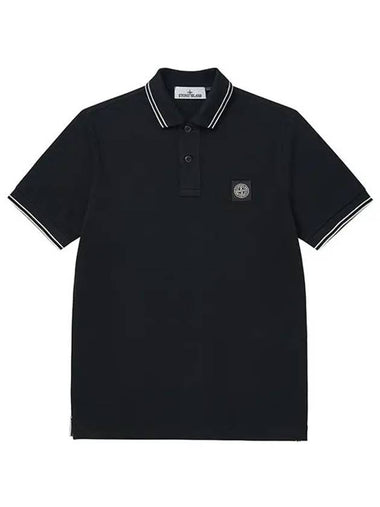 Shortsleeved Tshirt 2SC18 A0029 Logo Patch Striped Polo Men's Shortsleeved Tshirt - STONE ISLAND - BALAAN 1