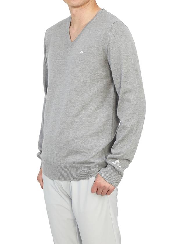 Lymann V-Neck Knit Top Light Grey Melange - J.LINDEBERG - BALAAN 6