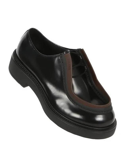 Diapason Opaque Brushed Leather Lace-Up Shoes Sienna - PRADA - BALAAN 2