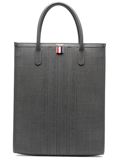 4 Bar Stripe Vertical Tote Bag Grey - THOM BROWNE - BALAAN 1