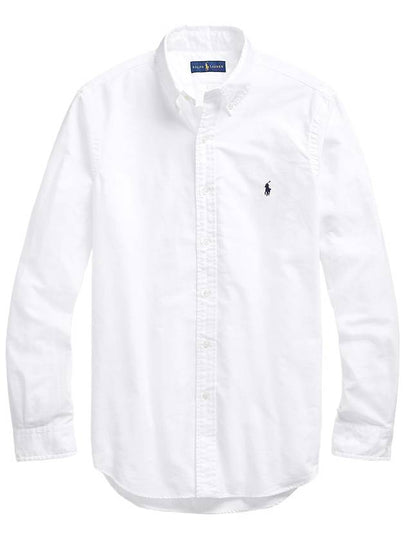 Men's Fit Garment Dyed Oxford Long Sleeve Shirt White - POLO RALPH LAUREN - BALAAN 2