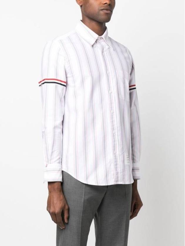 Stripe Oxford Armband Long Sleeve Shirt - THOM BROWNE - BALAAN 3