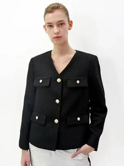 Gold Button V Neck Jacket Black - DAMAGE MNEMONIC - BALAAN 2