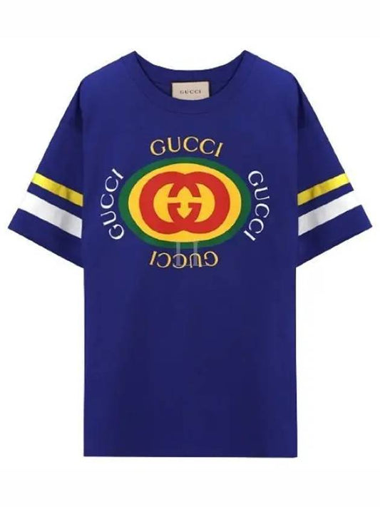 Men's GG Logo Short Sleeve T-Shirt Blue - GUCCI - BALAAN 2