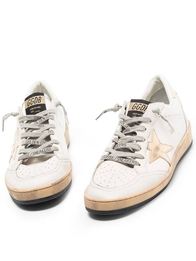 Women's Ballstar Leather Upper Laminate Star Heel Tab Low Top Sneakers Milk Gold - GOLDEN GOOSE - BALAAN 3