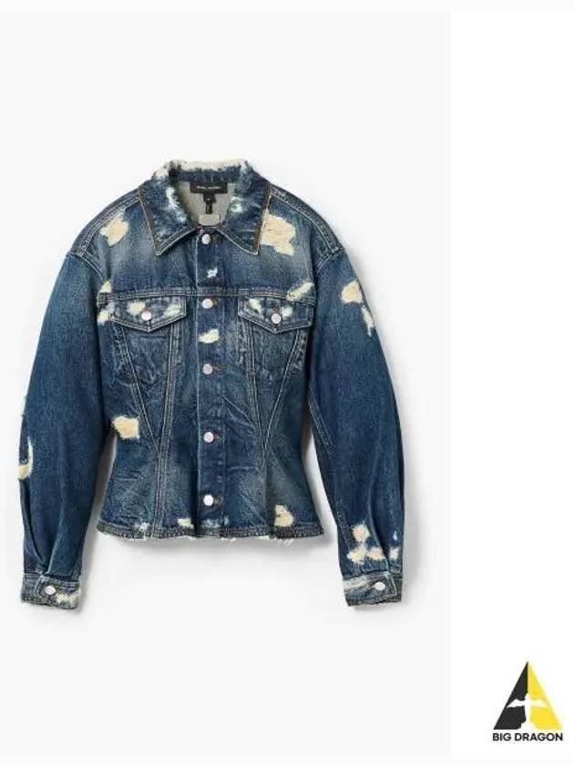 Rip Repair Fluted Denim Jacket Punk Indigo MJJAW24003BUX - MARC JACOBS - BALAAN 1