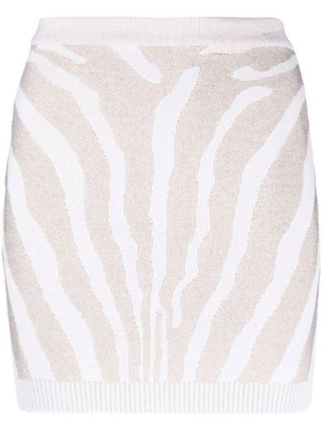 Women's Zebra Knit Short H-Line Skirt White - BALMAIN - BALAAN 1