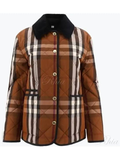 Women's Check Diamond Quilted Jacket Brown - BURBERRY - BALAAN 2