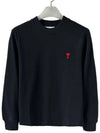 Small Heart Logo Long Sleeve T-Shirt Black - AMI - BALAAN 3