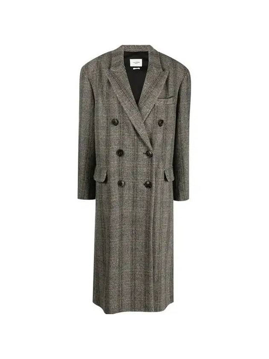 Women's Check Pattern Double Coat Beige - ISABEL MARANT - BALAAN 1