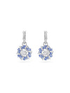 Idyllia Flower Rhodium Plated Earrings Blue - SWAROVSKI - BALAAN 1