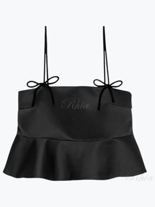 Satin Peplum Sleeveless Black - GANNI - BALAAN 2