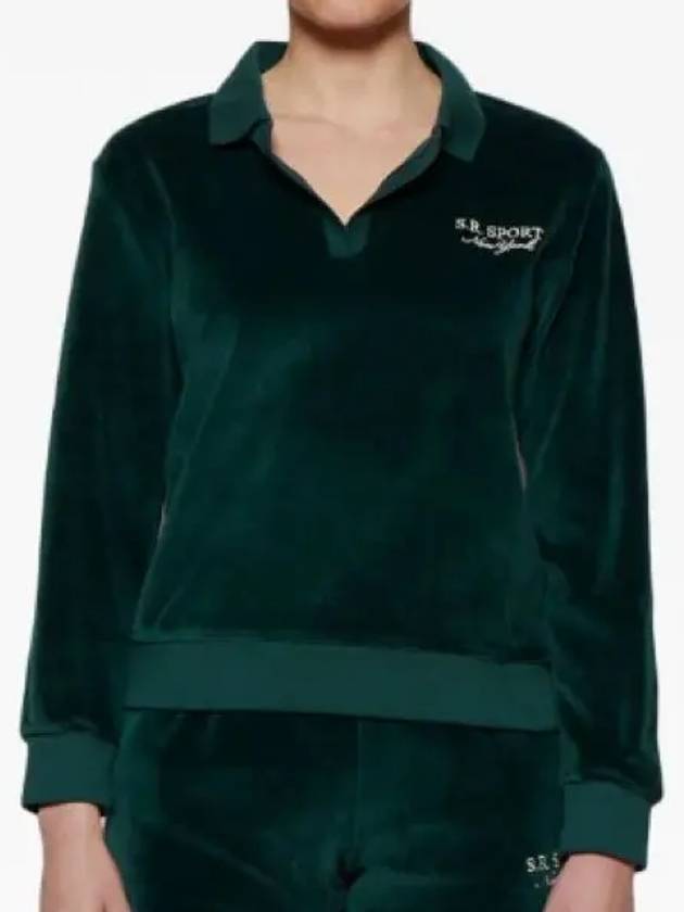 Sports Velor Polo Sweatshirt Green - SPORTY & RICH - BALAAN 2