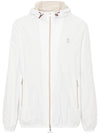 Embroidered Logo Zip-up Hoodie White - BRUNELLO CUCINELLI - BALAAN 6