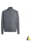 Lens Wappen Lambswool Zip-Up Cardigan Grey - CP COMPANY - BALAAN 2