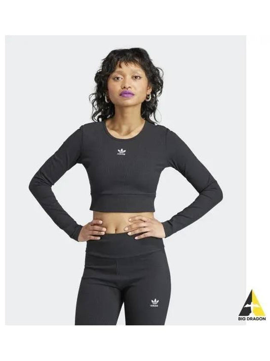 Original Essential Rib Long Sleeve T-Shirt Black - ADIDAS - BALAAN 2