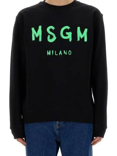 Logo Print Crew Neck Sweatshirt Black - MSGM - BALAAN 2