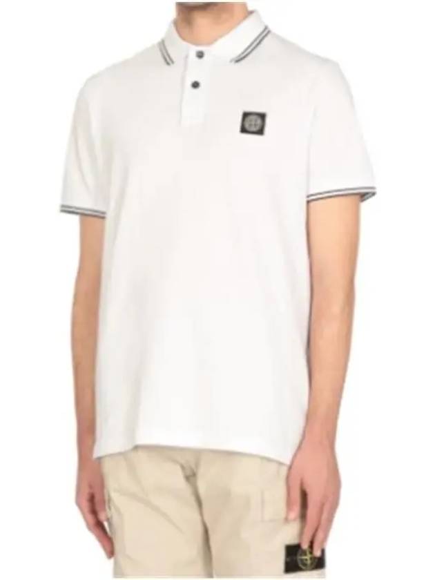 Organic Cotton Elastane Pique Polo Shirt White - STONE ISLAND - BALAAN 4