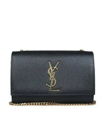 469390 YSL gold logo black caviar small Kate satchel chain shoulder bag - SAINT LAURENT - BALAAN 2