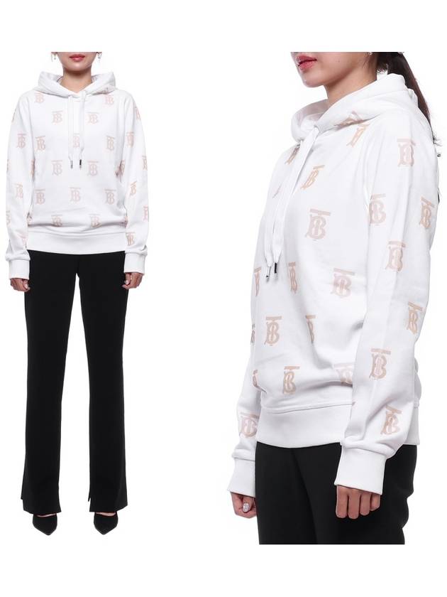 Cotton Logo Pattern Print Hoodie White - BURBERRY - BALAAN 2