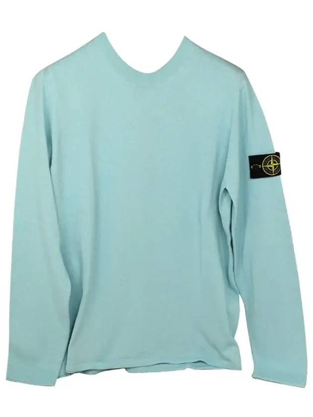 Wappen Patch Crew Neck Knit Top Sky Blue - STONE ISLAND - BALAAN 2