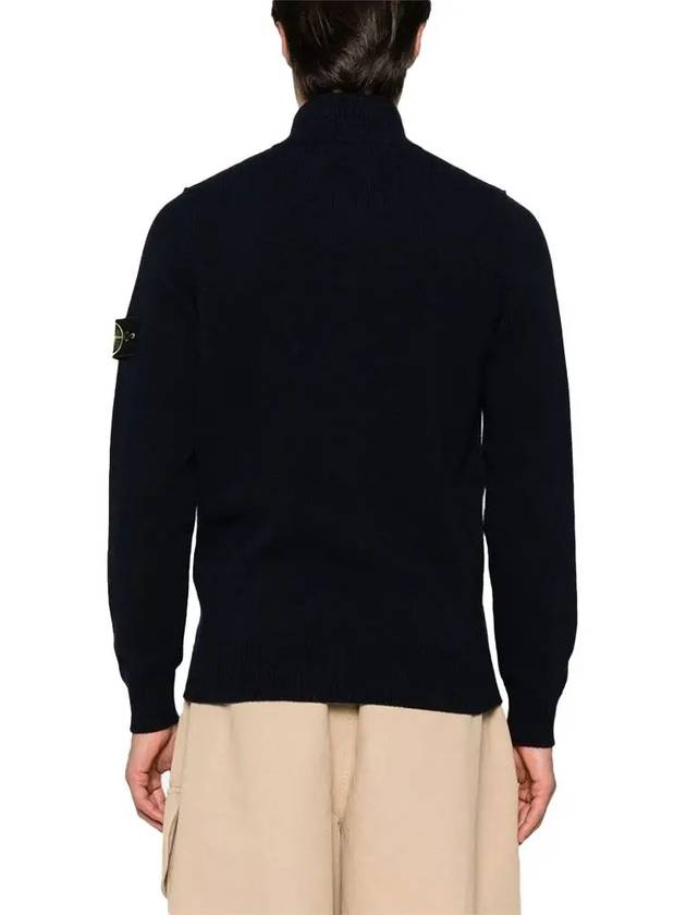 Wappen Patch Half Button Lambswool Knit Top Navy - STONE ISLAND - BALAAN 5