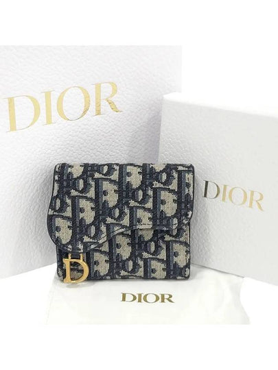 Saddle Lotus Wallet Blue  Oblique Jacquard - DIOR - BALAAN 2