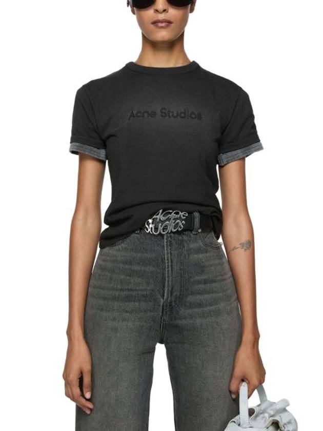 Embroidered Logo Short Sleeve T-Shirt Black - ACNE STUDIOS - BALAAN 3