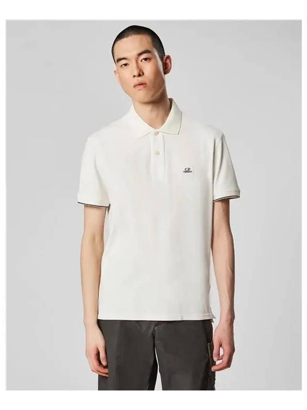 Garment Dyed Logo Polo Short Sleeve Tee White - CP COMPANY - BALAAN 1