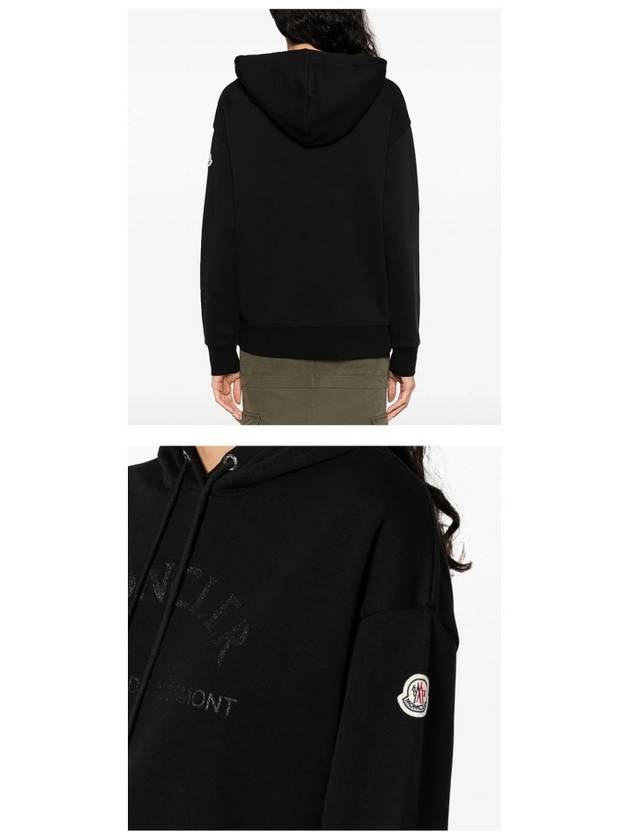 Glitter Logo Print Hoodie Black - MONCLER - BALAAN 6