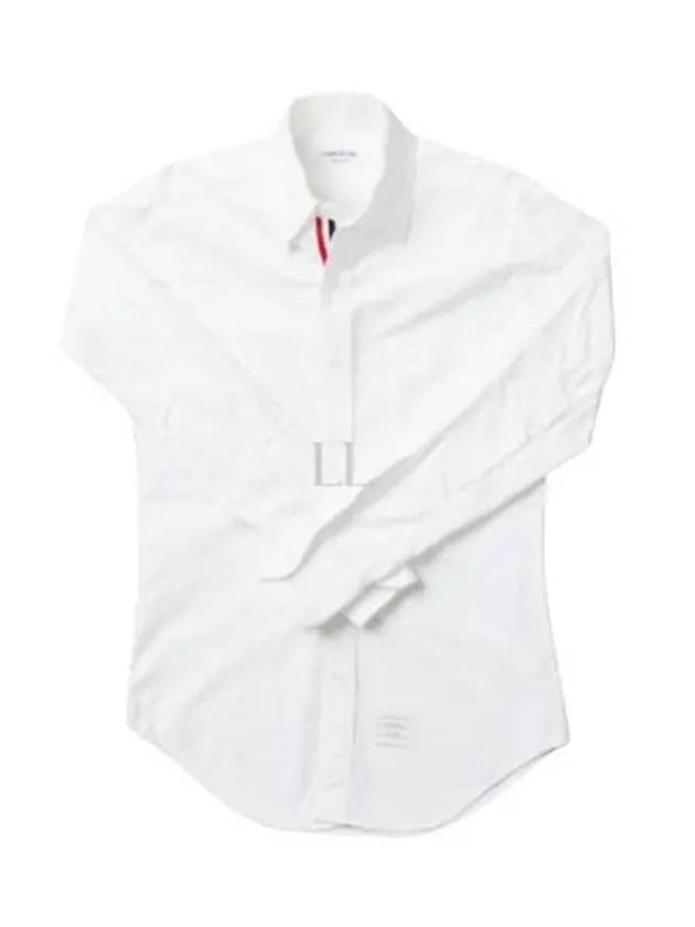 Oxford Grosgrain Placket Cotton Long Sleeve Shirt White - THOM BROWNE - BALAAN 2