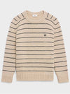 Striped Triomphe Embroidery Wool Knit Top Vanilla - CELINE - BALAAN 2