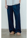 One tuck linen wide pants navy - INDUST - BALAAN 9