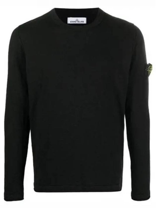 Wappen Patch Crew Neck Knit Top Black - STONE ISLAND - BALAAN 2