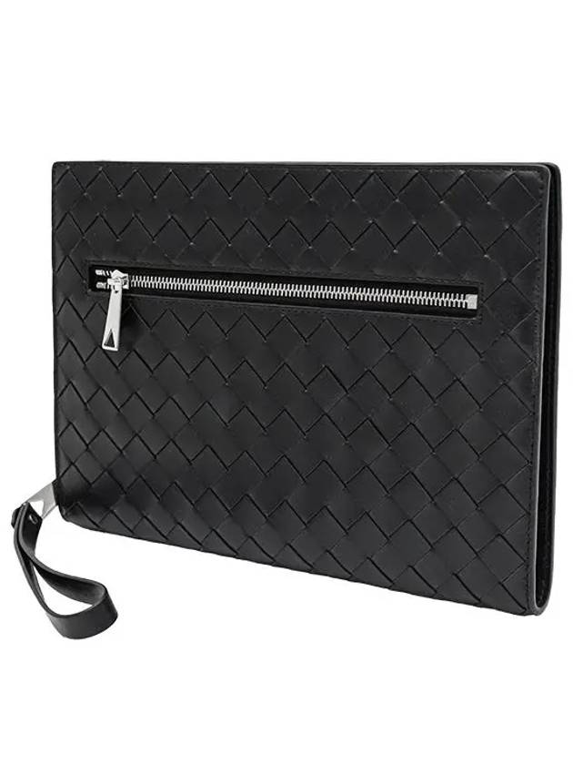 Intrecciato Zipper Small Clutch Bag Black - BOTTEGA VENETA - BALAAN 5