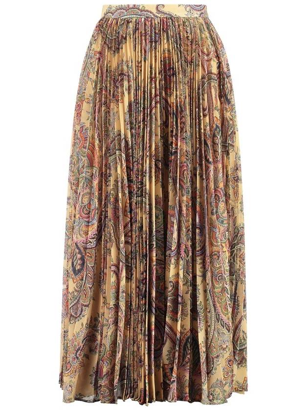 Paisley Print Silk Midi Pleated Skirt Beige - ETRO - BALAAN 2