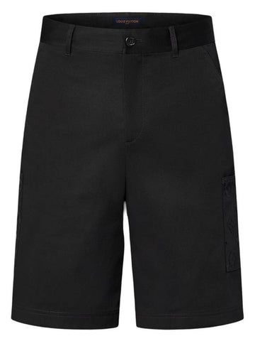 Flocked Cotton Cargo Shorts Black - LOUIS VUITTON - BALAAN 1