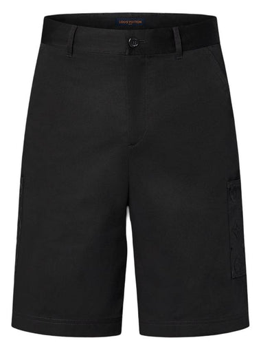 Flocked Cotton Cargo Shorts Black - LOUIS VUITTON - BALAAN 1