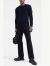 Wappen Patch Crew Neck Ribbed Wool Knit Top Navy - STONE ISLAND - BALAAN 5