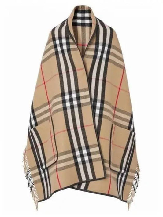 ExaGGerated Check Wool Cashmere Cape Archive Beig - BURBERRY - BALAAN 2