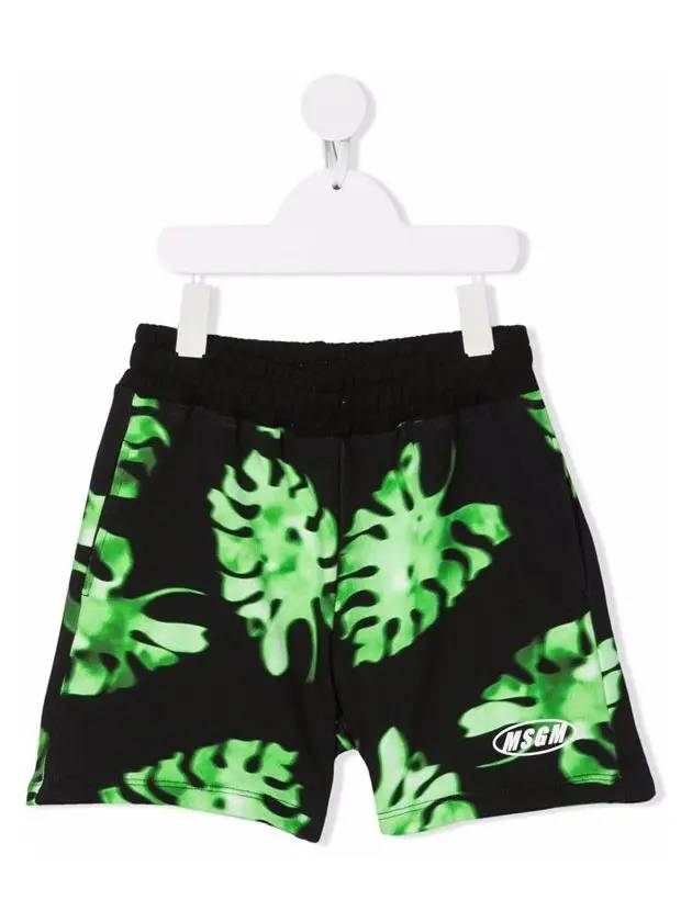 Kids Logo Leaf Print Shorts MS028924 080 - MSGM - BALAAN 2